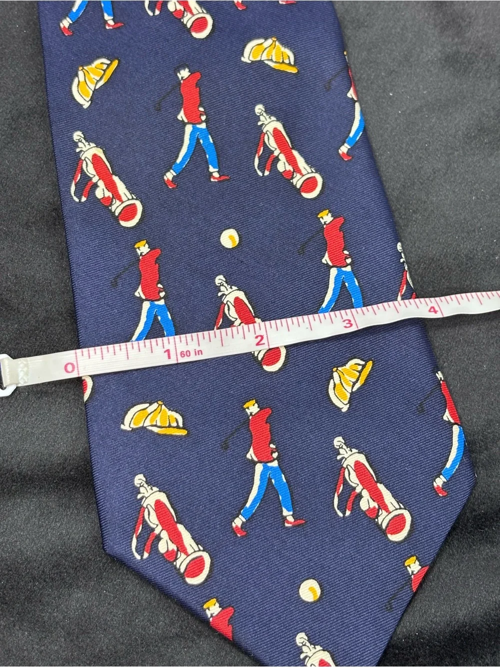 Banana Republic Made in Italy Golf Novelty Silk Tie – Navy Blue Golfer Print